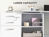 L Shaped Computer Desk, Reversible Home Office Desk with Drawers, File Cabinet and Storage Shelves, T3398P377526