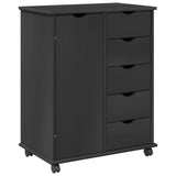 Rolling Cabinet Grey 63.5 x 39 x 79 cm Solid Pine Wood 42028362