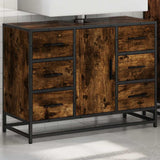 Bathroom Sink Cabinet Smoked Oak 80x33x60 cm Engineered Wood 849281