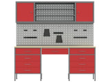 Work Cabinet with Drawer 8 pcs Red Engineered Wood and Steel 3321461