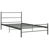 Bed Frame Grey Metal Single Sturdy Bed Frame Rectangular 286493