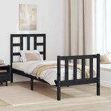Bed Frame without Mattress Black Small Single Solid Wood Pine 3191935