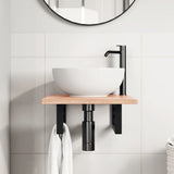 Basin Shelf Wall Mounted Steel and Solid Wood Oak 3302557