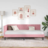 Corner Bed Frame with Headboard Pink 90 x 200 cm Velvet 42016431