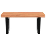 Basin Shelf Wall Mounted Steel and Solid Wood Beech 3302427