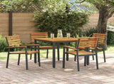 Garden Dining Set 5 pcs Black Solid Acacia Wood 3284398