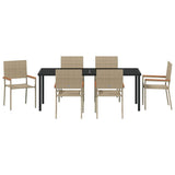 Garden Dining Set with Cushion 7 pcs Beige Poly Rattan 3379721