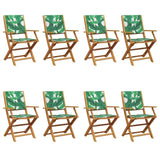 Folding Garden Chairs 8 pcs Green Fabric and Solid Wood 3214588