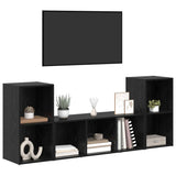 TV Cabinet Set Wall-mounted 3 pcs Black Engineered Wood 3393253