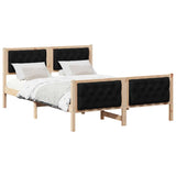 Bed Frame with Headboard Black 140 x 190 cm Solid Pine Wood 3394295