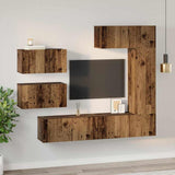 TV Cabinet Set Wall-mounted 6 pcs Old Wood Engineered Wood 3393246