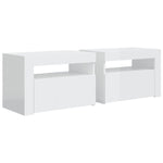 ZNTS Bedside Cabinets 2 pcs with LEDs High Gloss White 60x35x40 cm 3080740