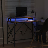 Desk with Shelf Smoked Oak 100 x 50 x 86.5 cm Engineered Wood 859397