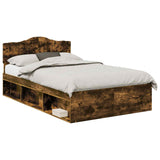 Bed Frame Smoked Oak 120 x 200 cm Solid Pine Wood 3412920