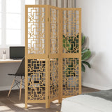 Room Divider 3 Panels Brown Solid Wood Paulownia 358862