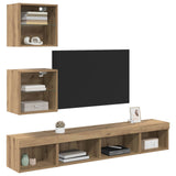 TV Wall Units with LED 5 pcs Artisan Oak Engineered Wood 3402960