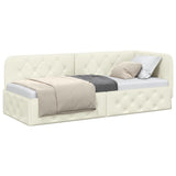 Corner Bed Frame with Headboard Cream 80 x 200 cm Velvet 42016520