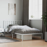 Metal Bed Frame without Mattress with Headboard White 107x203cm 374482