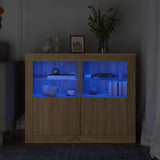 Side Cabinets with LED Lights 2 pcs Sonoma Oak Engineered Wood 836635