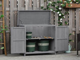 Small Shed, Wooden Garden Shed with Openable Hinged Roof and Removable Shelf, Outdoor Tool Storage T3398P322187