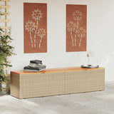 Garden Storage Box Beige 220x50x54 cm Poly Rattan Acacia Wood 365960