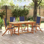 ZNTS 5 Piece Garden Dining Set Solid Wood Acacia and Textilene 3279310