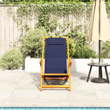 Folding Beach Chair with Armrests Blue Acacia Wood & Textilene 4108069