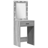 Dressing Table with Mirror Lights 3 pcs Grey Engineered wood 3334223