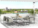 Nine-Piece Steel Frame Garden Dining Set - Grey T3398P315965