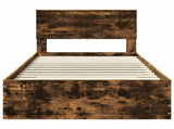 Bed Frame with Drawer Smoked Oak 100 x 200 cm Engineered Wood 3410935
