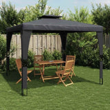 Gazebo with Double Roof Anthracite 3.98x2.98 m Steel 368443