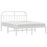 Metal Bed Frame without Mattress with Headboard White 160x200cm 353687