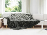 Anti-Slip Faux Rabbit Fur Blanket Olite Dark Grey 240 x 270 cm 42021804