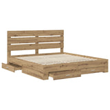 Bed Frame with Drawer Artisan Oak 180 x 200 cm Engineered Wood 3411950
