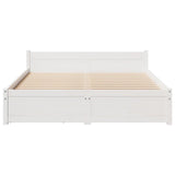 ZNTS Bed Frame without Mattress White 140x190 cm Solid Wood Pine 3301681
