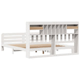 Bookcase Bed without Mattress White 180x200 cm Super King Solid Wood Pine 3309972