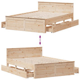 Bed Frame without Mattress with Headboard 150x200 cm King Size Solid Wood Pine 3308762
