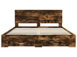 Bed Frame with Drawer Smoked Oak 140 x 200 cm Engineered Wood 3411300