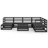8 Piece Garden Lounge Set Black Solid Pinewood 3075713