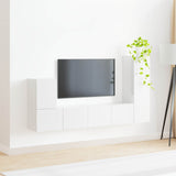 TV Cabinet Set 3 pcs High Gloss White Engineered Wood 3409019