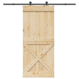 Sliding Door with Hardware Set 100x210 cm Solid Wood Pine 3332771