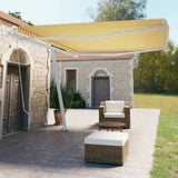 Freestanding Manual Retractable Awning 450x350 cm Yellow/White 3069638