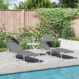 Sun Lounger Folding 2 pcs Grey 58 x 188 x 77cm Polyester 42003062