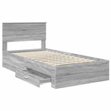 Bed Frame with Drawer Grey Sonoma 100 x 200 cm Engineered Wood 3410936