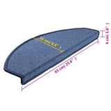 Carpet Stair Treads 15 pcs Blue 65x24x4 cm 133891