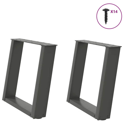 ZNTS Coffee Table Legs U-Shaped 2 pcs Anthracite 50x cm Steel 4012766