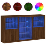 Sideboard with LED Lights Brown Oak 181.5x37x100 cm 3209183