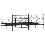 Metal Bed Frame without Mattress with Footboard Black 193x203cm 376250