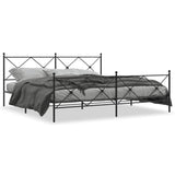Metal Bed Frame without Mattress with Footboard Black 193x203cm 376526