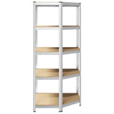 Corner Shelf with Shelf Silver 90 x 90 x 198 cm Engineered Wood 42002772